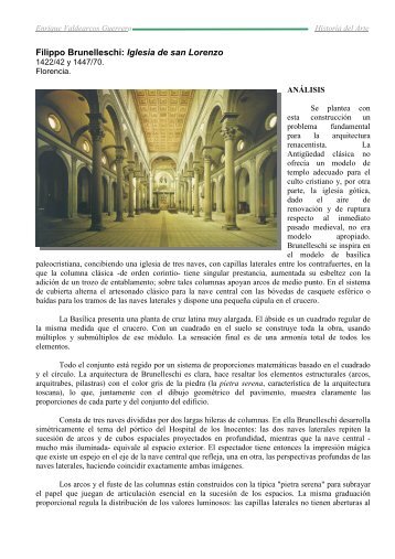Comentario San Lorenzo Brunelleschi - IES JORGE JUAN / San ...