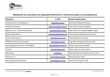 Bibliografia da Licenciatura em Engenharia ElectrÃ³nica e ... - ISEL