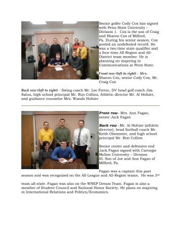 College Athletic Signings - Delaware Valley School District