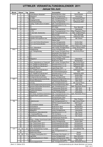UTTWILER VERANSTALTUNGSKALENDER ... - Gemeinde Uttwil