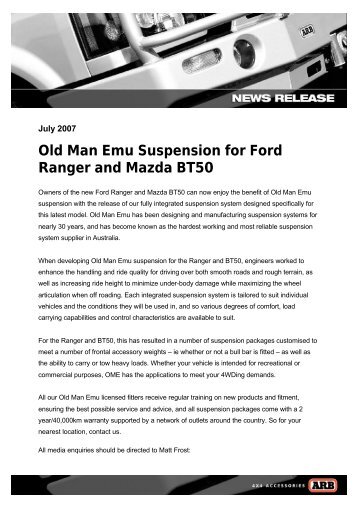 Old Man Emu Suspension For Ford Ranger And - ARB