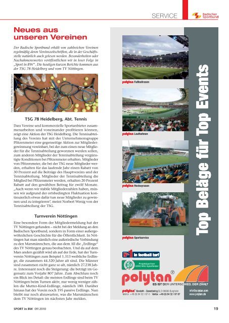 Sport in bw Nr. 09/10 - Badischer Sportbund Nord ev