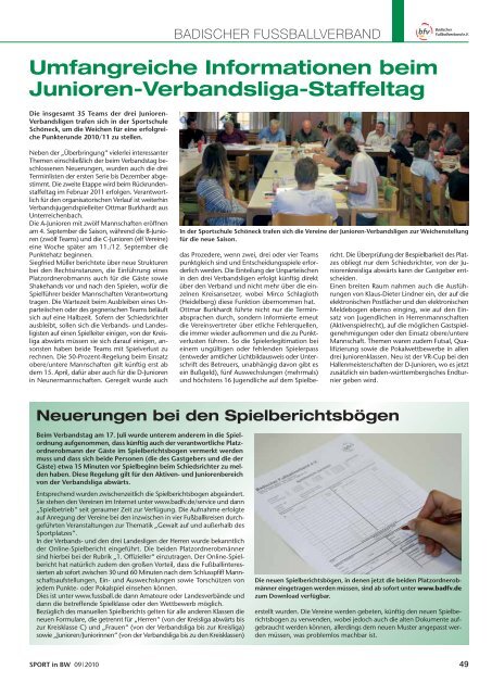Sport in bw Nr. 09/10 - Badischer Sportbund Nord ev