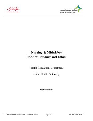 Nursing code of conduct - Dubai Health Authority