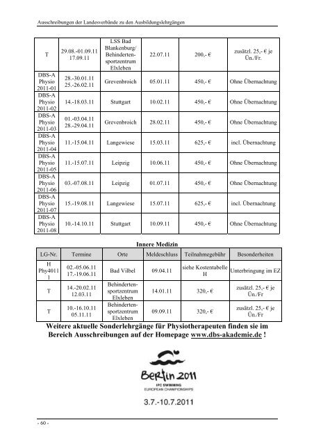 Lehrgangsplan 2011 - Behinderten-Sportverband Berlin e.v.