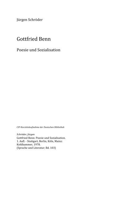 Gottfried Benn Tobias Lib Universitat Tubingen