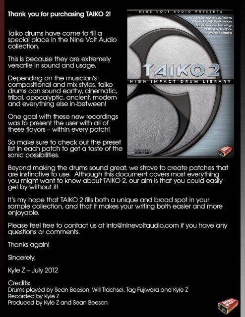 Nine volt audio taiko 2 Clearance