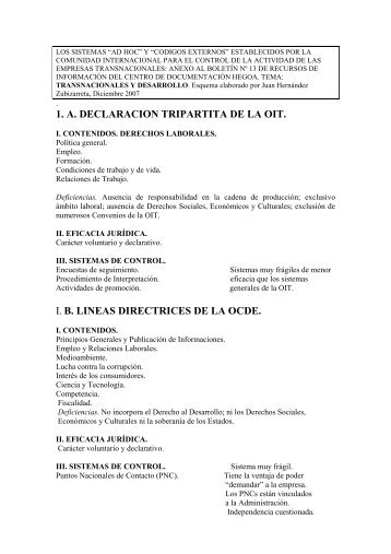 1. A. DECLARACION TRIPARTITA DE LA OIT. I. B. LINEAS ... - eFaber