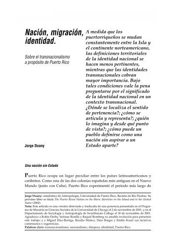 NaciÃ³n, migraciÃ³n, identidad. - eFaber