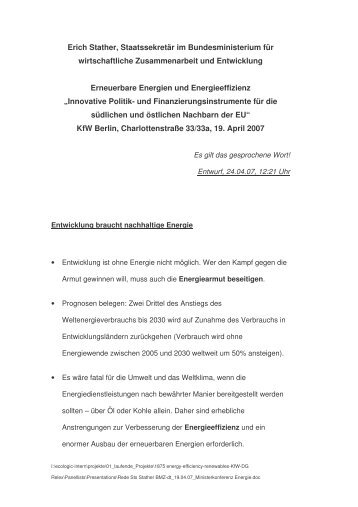 Entwicklung braucht nachhaltige Energie