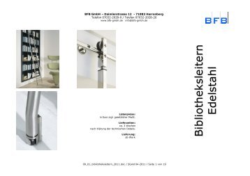 Bibliotheksleitern - Preisliste 2011 - BFB GmbH