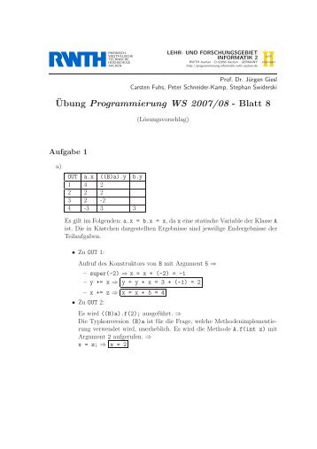 Lösungen - Lehr- und Forschungsgebiet Informatik 2