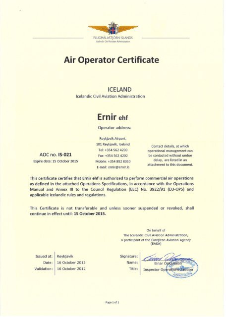 Air Operator Certificate