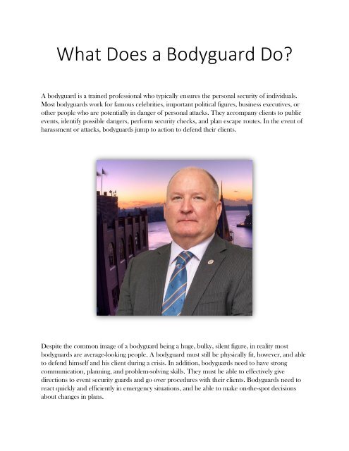 What Does a Bodyguard Do?