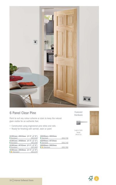 4 Panel Clear Pine 2 Ligh