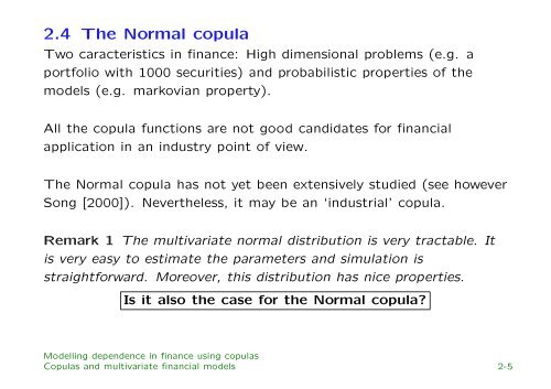 Modelling dependence in finance using copulas - Thierry Roncalli's ...