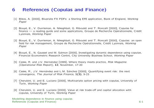 Modelling dependence in finance using copulas - Thierry Roncalli's ...