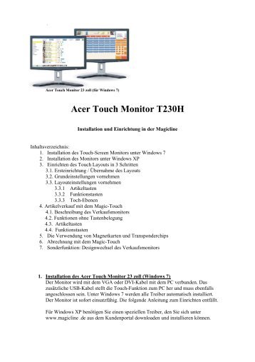 Acer Touch Monitor T230H - MagicWeb - MagicLine