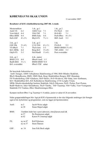 Resultatbrev 1 - KÃ¸benhavns Skak Union