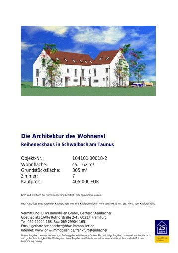 Die Architektur des Wohnens! Reiheneckhaus in ... - BHW Immobilien