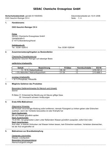 Sicherheitsdatenblatt - Sedac