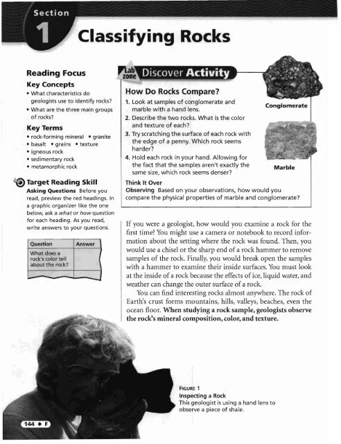 Section 3: Classifying Rocks