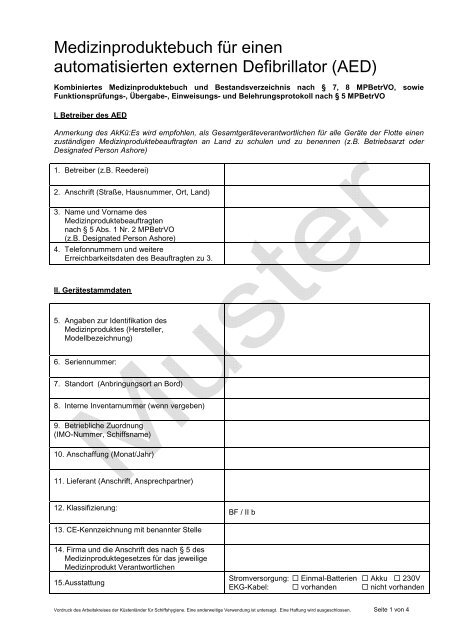 RiLi Nr3_Anlage2 Medizinproduktebuch.pdf - Arbeitskreis der ...