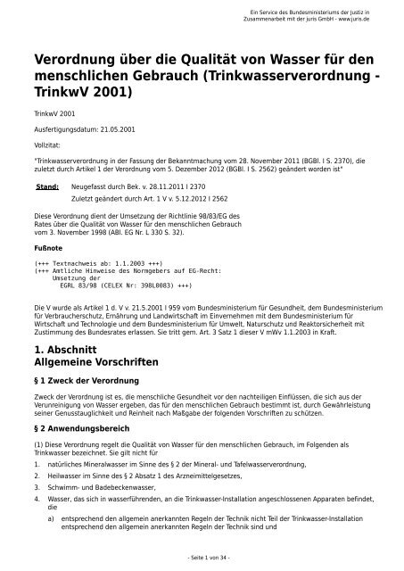 Trinkwasserverordnung