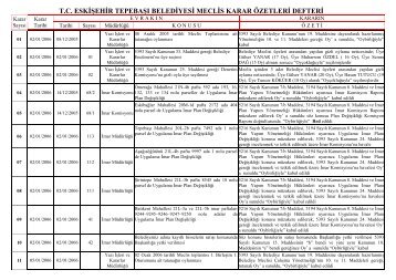 2006 YÄ±lÄ± Meclis Karar Ãzetleri Defteri - TepebaÅÄ± Belediyesi