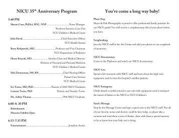 NICU 35th Anniversary Program You've come a long way baby!