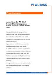 Aufsichtsrat der WL BANK benennt Vorstandssprecher. (pdf, 107 KB)