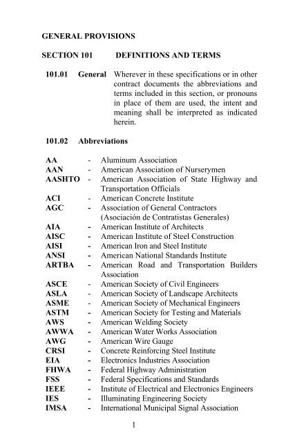 Standard Specification of Road and Bridge Construction 2005 - DTOP