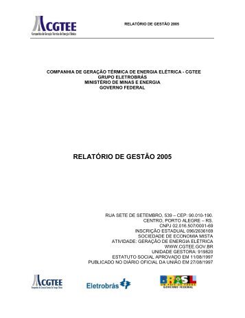 RELATÓRIO DE GESTÃO 2005 - CGTEE