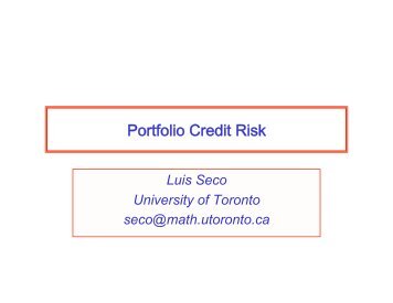 Portfolio Credit Risk - RiskLab Toronto