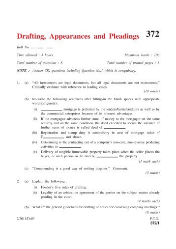 Drafting, Appearances and Pleadings - cs notes