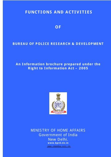 FUNCTIONS AND ACTIVITIES OF - Bureau of Police Research and ...