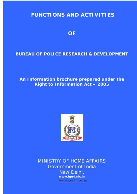 FUNCTIONS AND ACTIVITIES OF - Bureau of Police Research and ...