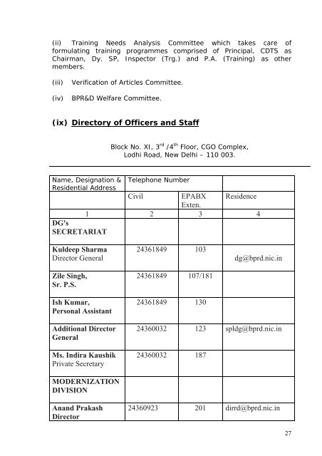 FUNCTIONS AND ACTIVITIES OF - Bureau of Police Research and ...