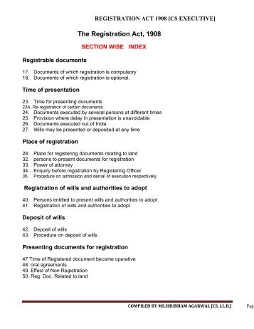 The Registration Act, 1908 - cs notes