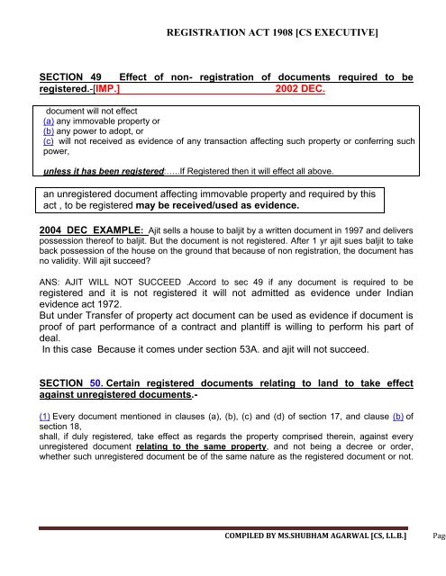 The Registration Act, 1908 - cs notes