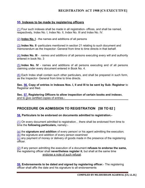 The Registration Act, 1908 - cs notes