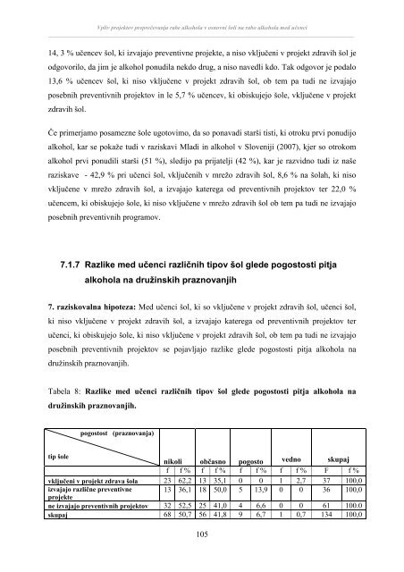 vpliv projektov prepreÄevanja rabe alkohola v osnovni Å¡oli na rabo ...