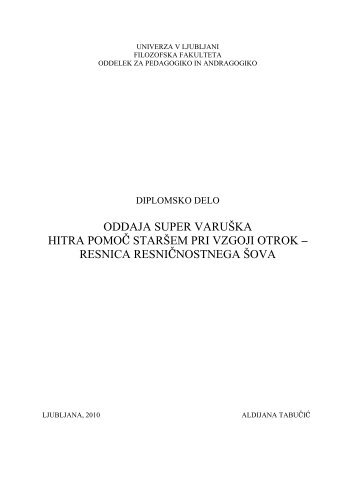 oddaja super varuÅ¡ka hitra pomoÄ starÅ¡em pri vzgoji otrok