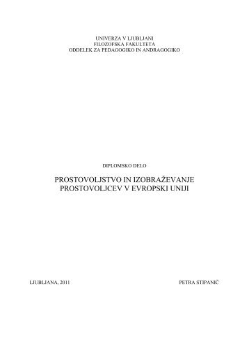 prostovoljstvo in izobraÅ£evanje prostovoljcev v evropski uniji