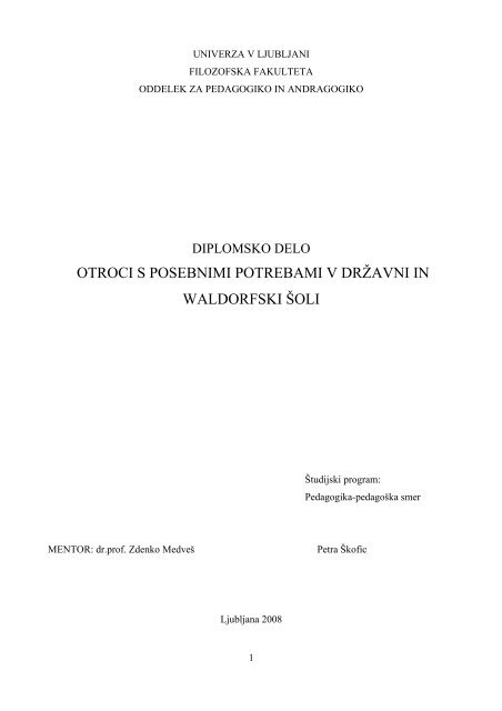 otroci s posebnimi potrebami v drÅ¾avni in waldorfski Å¡oli