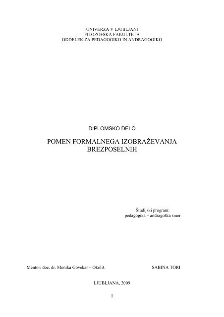 Sabina - diploma pdf - Oddelek za pedagogiko in andragogiko