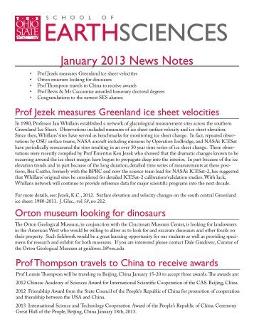 Alumni News Notes - Jan. 2013 - from the Director