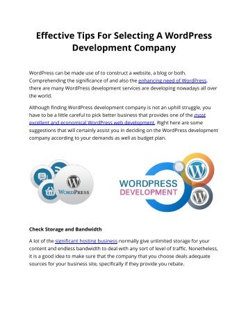 Effective Tips For Selecting A WordPress Development Company