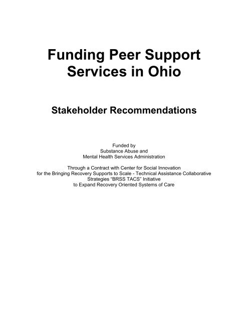 Funding Peer Support Services in Ohio