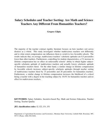 Salary Schedules and Teacher Sorting: Are Math and Science ...